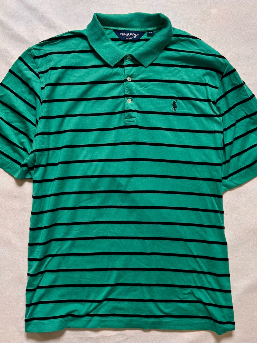 Ralph Lauren Polo Golf Vintage Teal Polo Black Stripes XL